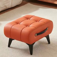Household Light Luxury Chairs Square Shaped Dining Chairs High Grade Leather Living Rooms Low Stools