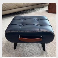 Household Light Luxury Chairs Square Shaped Dining Chairs High Grade Leather Living Rooms Low Stools