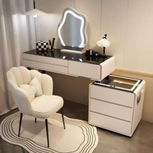 Fashion bedroom dressing table small apartment Nordic light luxury makeup table with storage cabinet integrated