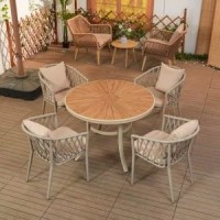 Garden chair outdoor plastic wood table and chair combination factory direct sales