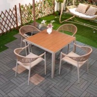 Outdoor courtyard tables and chairs outdoor waterproof and corrosion-resistant plastic wood tables and chairs