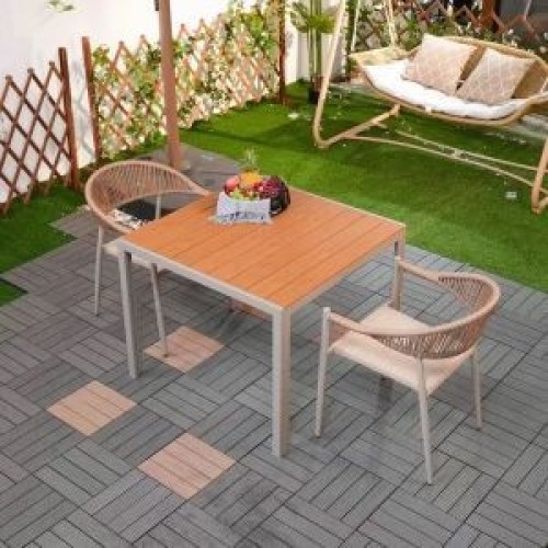 Outdoor courtyard tables and chairs outdoor waterproof and corrosion-resistant plastic wood tables and chairs