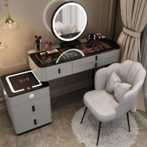 Smart tempered glass multifunctional  dressing table with wireless charging audio from China supplier