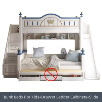 Childrens bunk bed with big storage function, bunk bed with slide for factory price