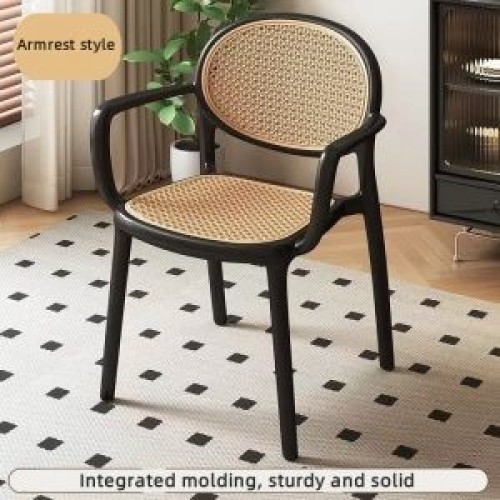 Nordic thickened household backrest dining table plastic chair with armrest style