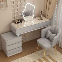 Gergeous Makeup Dressing Table With Led Light And Useful Side Cabinet For Living Room