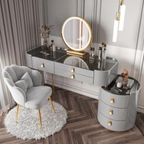 Bedroom simple modern dressor table with small side storage cabinet