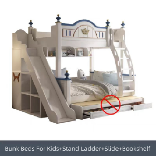 Childrens bunk bed with big storage function, bunk bed with slide for factory price
