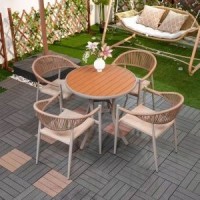 Outdoor courtyard tables and chairs outdoor waterproof and corrosion-resistant plastic wood tables and chairs