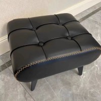 Household Light Luxury Chairs Square Shaped Dining Chairs High Grade Leather Living Rooms Low Stools