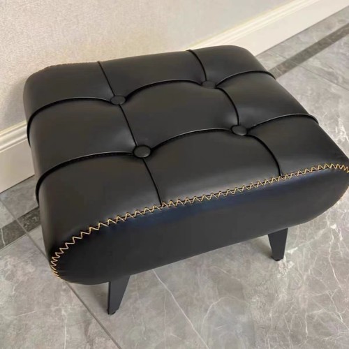 Household Light Luxury Chairs Square Shaped Dining Chairs High Grade Leather Living Rooms Low Stools